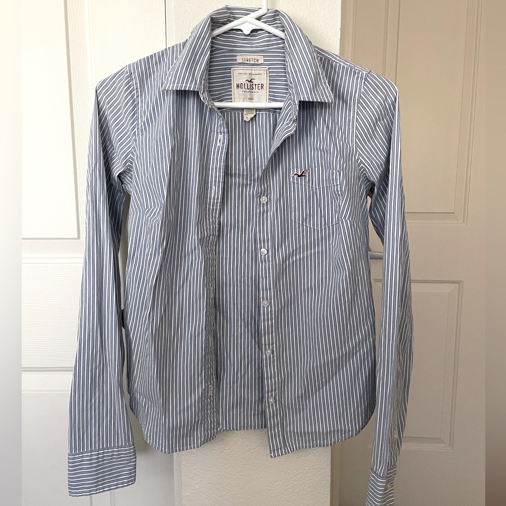 Striped light blue button up